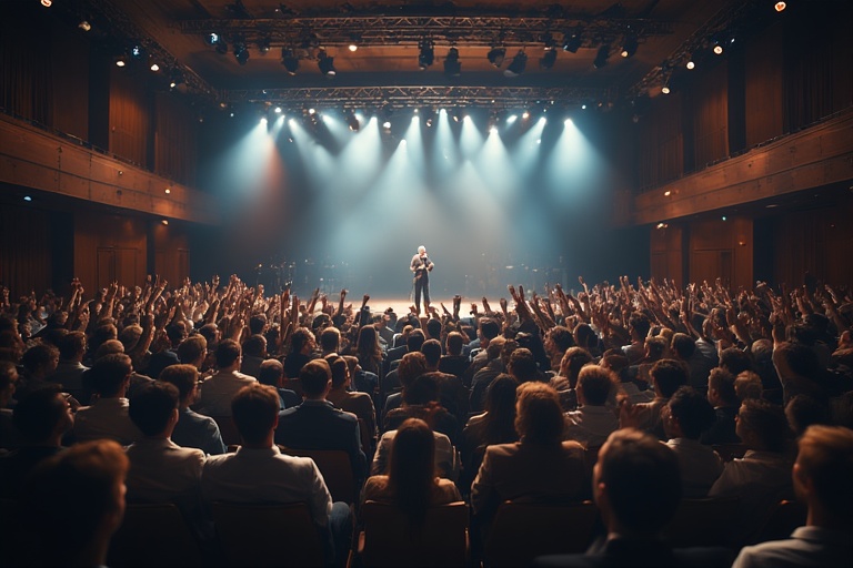 Rising pitch in speech to inspire audience.